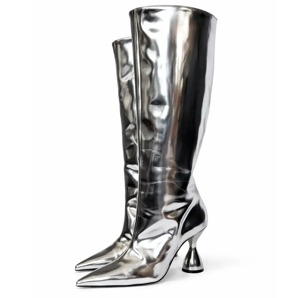 Simon Miller Verner Metallic Hourglass Heel Boots - Picture 1 of 14